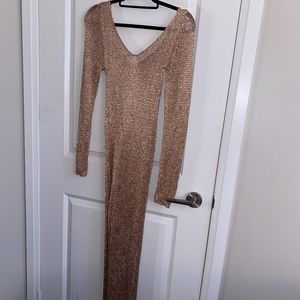 METALLIC ROSE GOLD SWIMSUIT MAXI DRESS COVERUP!